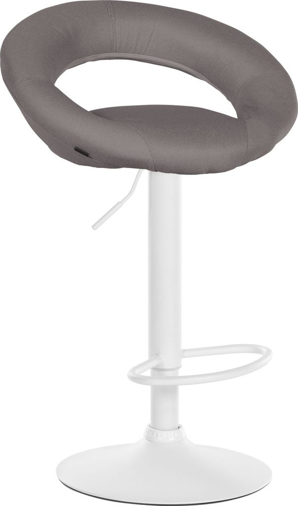CLP Barhocker Olinda Stoff drehbar und höhenverstellbar Farbe:grau;Gestell Farbe:weiß
