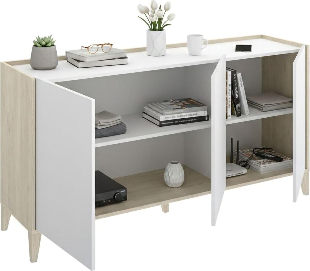 Caribou - Sideboard, 40x150x78h cm Weiß, 2 Ablagen