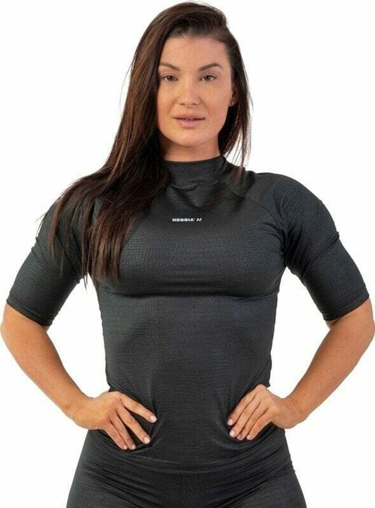 Nebbia Python SnakeSkin Mid Sleeve T-Shirt Black L Fitness T-Shirt