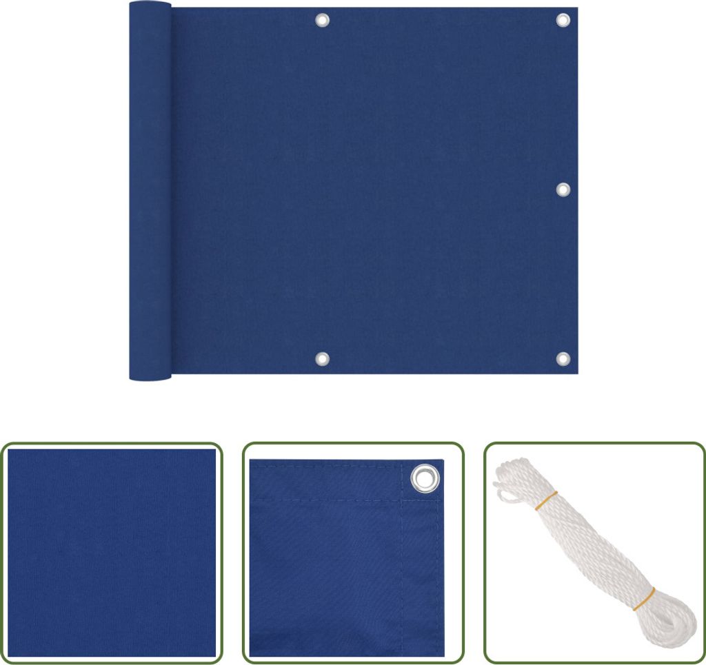 The Living Store Balkon-Sichtschutz Blau 75x300 cm Oxford-Gewebe