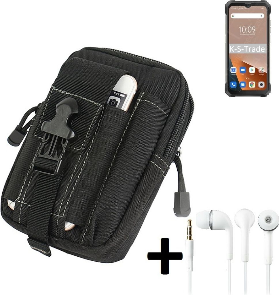 K-S-Trade Gürteltache + Kopfhörer kompatibel mit Blackview BL8800 Pro 5G Gürtel Tasche Holster Schutz Hülle Handy Hülle schwarz inkl.