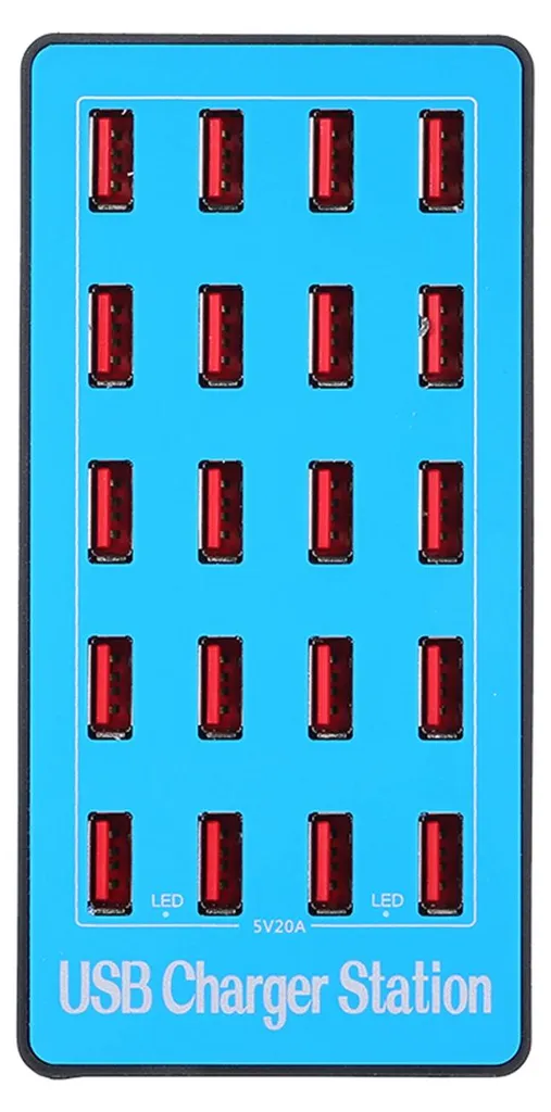 Station de Recharge USB 20 Ports - Adaptateur Secteur Multi-Prises Mural