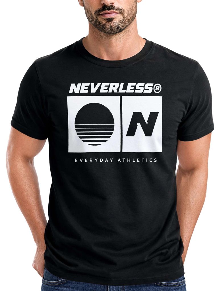 Herren T-Shirt Frontprint - Sunset Sport Logo - Baumwollshirt Männer Fashion Streetstyle Slim Fit Neverless