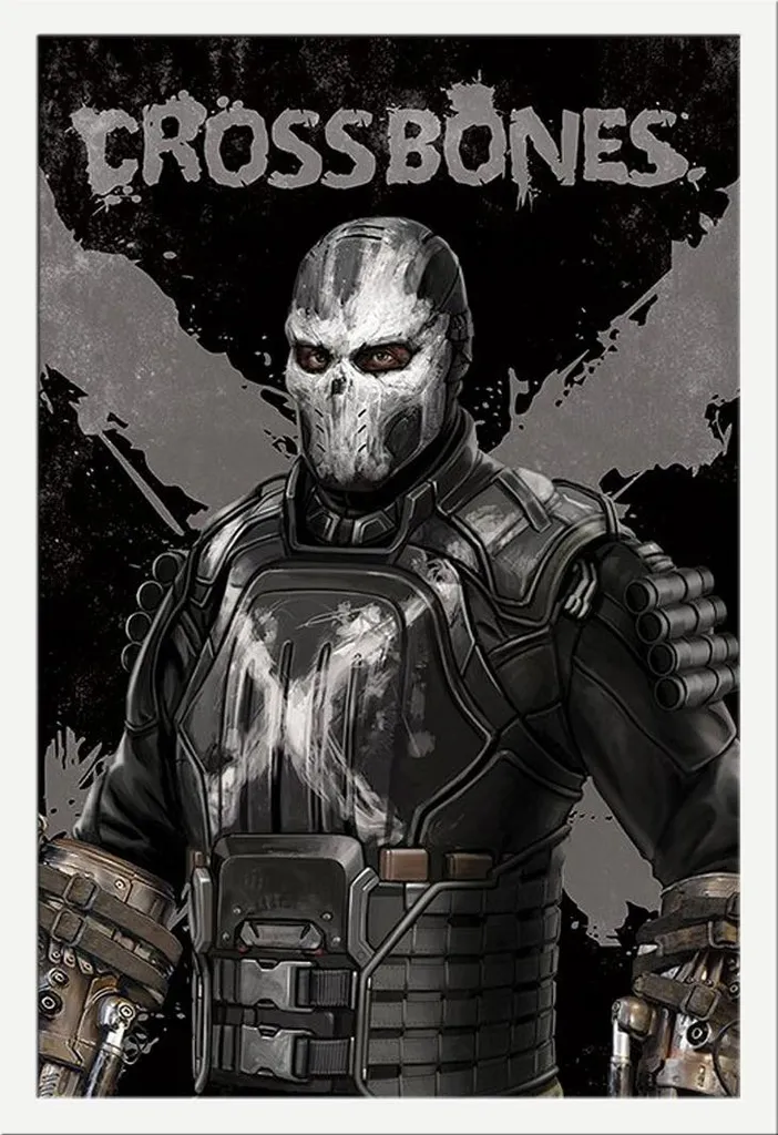 Poster Civil War Crossbones cadre Shinsuke bois blanc et vitre acrylique