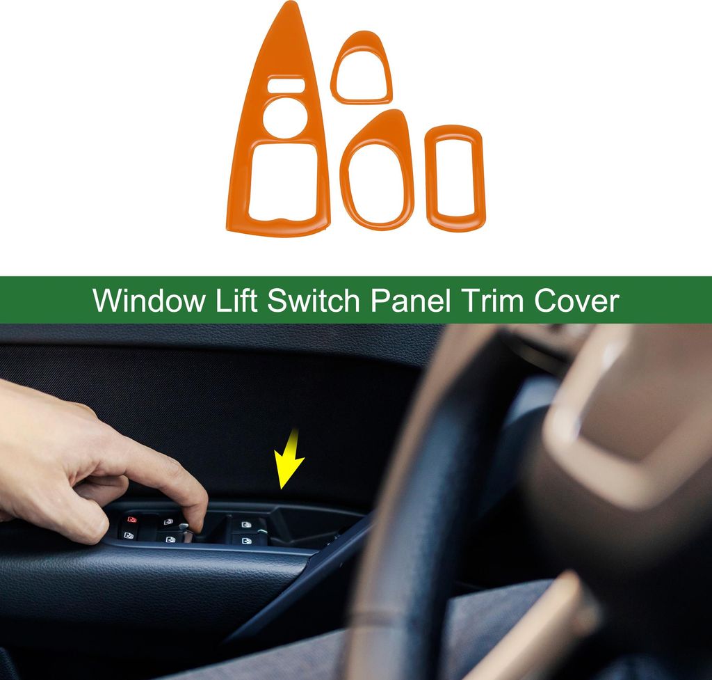 Fensterheber-Schalterpanel-Abdeckung für Corvette C6 2005-2013 Vorne Links Rechts Autotür-Fenstersteuerung-Knopf-Aufkleber Orange