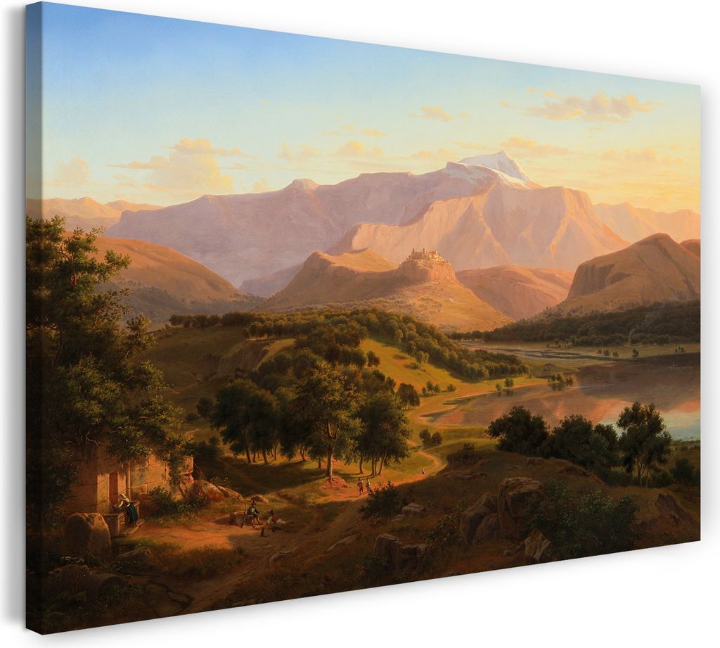 Leinwandbild (60x40cm): Eugene von Guérard - Italienische Landschaft, echter Holz-Keilrahmen inkl. Aufhänger, handgefertigt in Deutschland