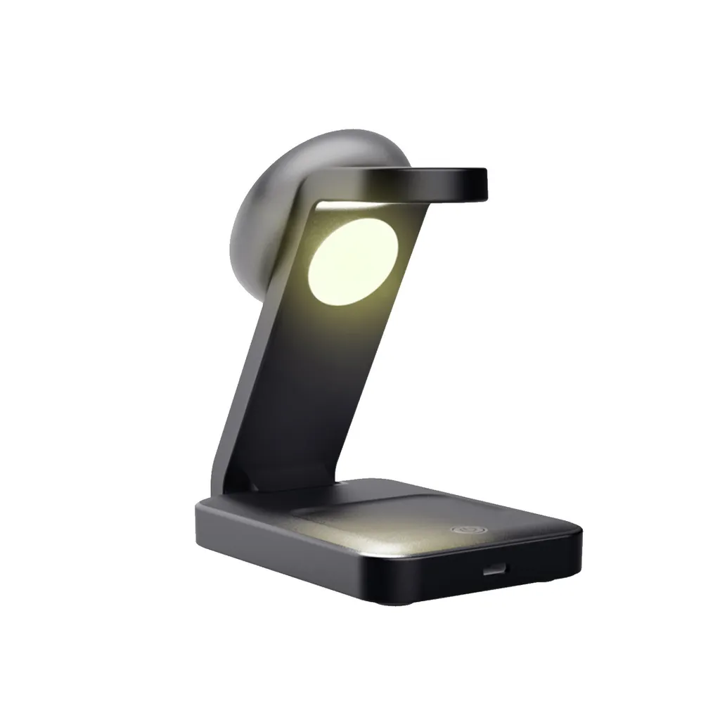 Station de charge induction 3-en-1 Viro Noir - Chargeur multiple sans fil