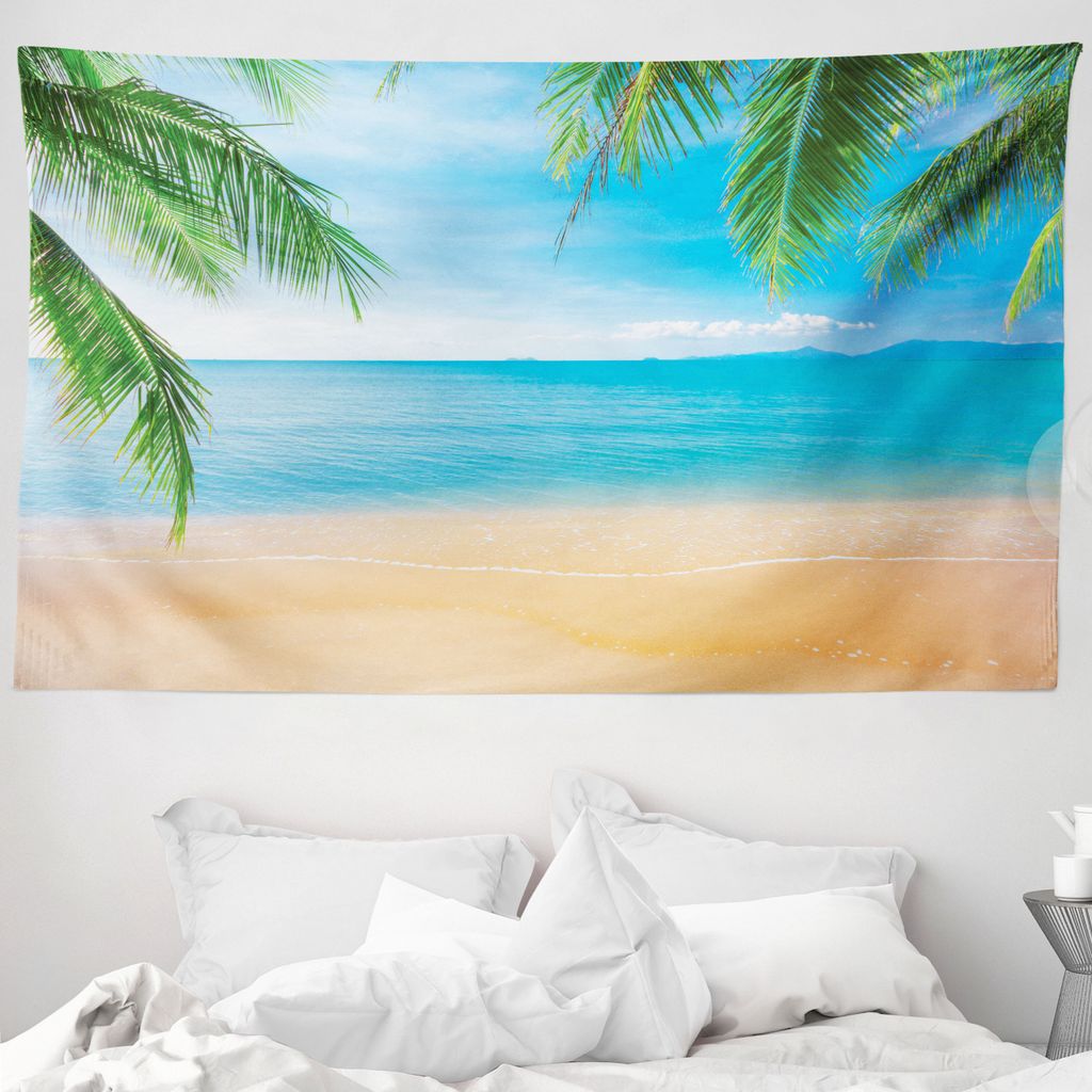 ABAKUHAUS Strand Wandteppich, Exotische Lagune Sand Ozean aus Weiches Mikrofaser Stoff Waschbar ohne Verblassen Digitaldruck, 230 x 140 cm, Sand Br...