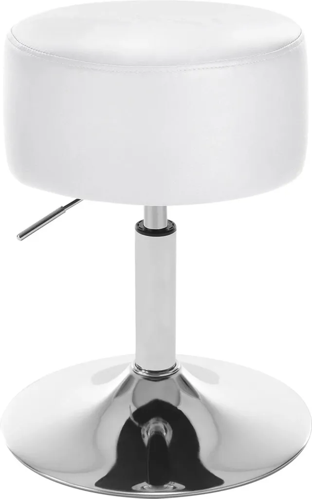 Tabouret de bar blanc réglable en similicuir - Siège pivotant 360°
