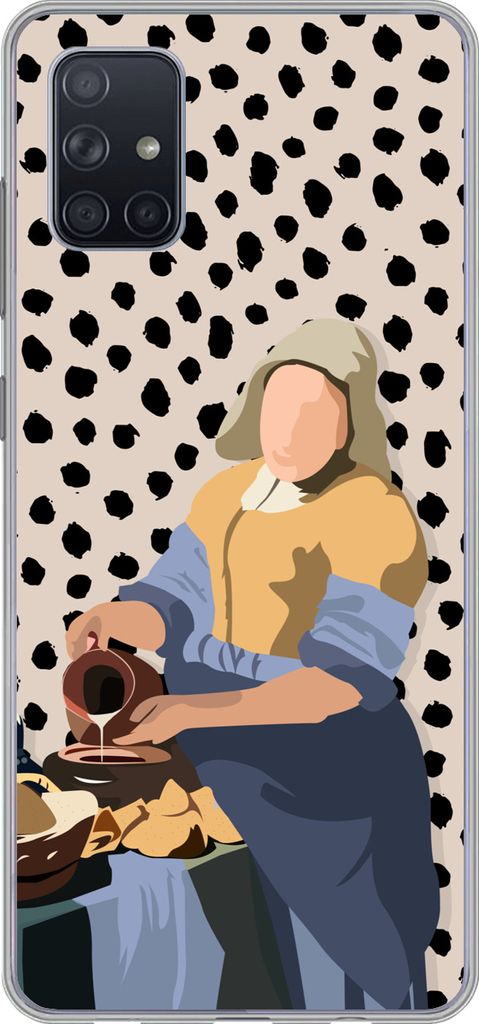 MuchoWow Handyhülle Schutzhülle Hülle für Telefoonhoesje Samsung Galaxy A71 Alte Meister - Milchmädchen - Tupfen - Vintage Silikon Softcase ...