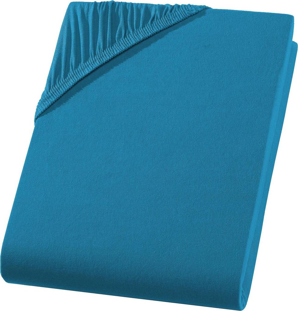 Jersey Spannbettlaken 200x200 cm aus 100% Baumwolle, Bettlaken Petrol Blau Uni