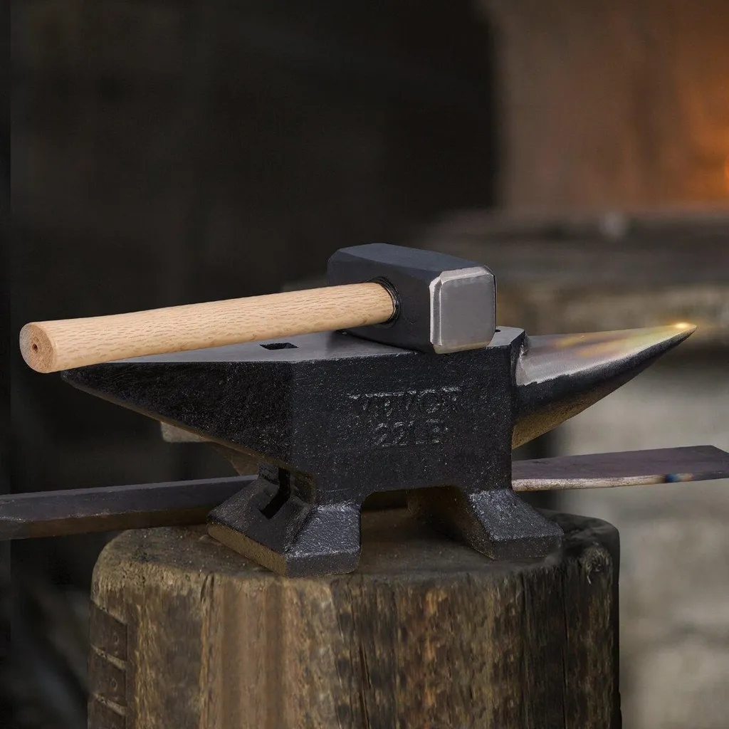 Incudine a corno singolo, incudine in acciaio fuso da 22 libbre, incudine a corno rotondo robusta e ad alta durezza per fabbri, ampio piano di lavoro e base stabile, con foro rotondo e quadrato, utensile per fabbri per piegare e modellare - 8