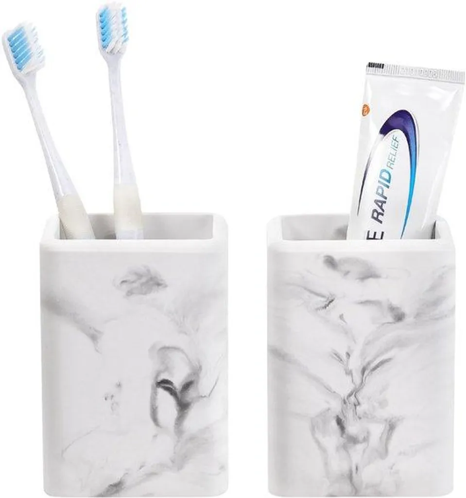 Support de Brosse à Dents pour Salle de Bain Chic - Duo Marbré 2pcs