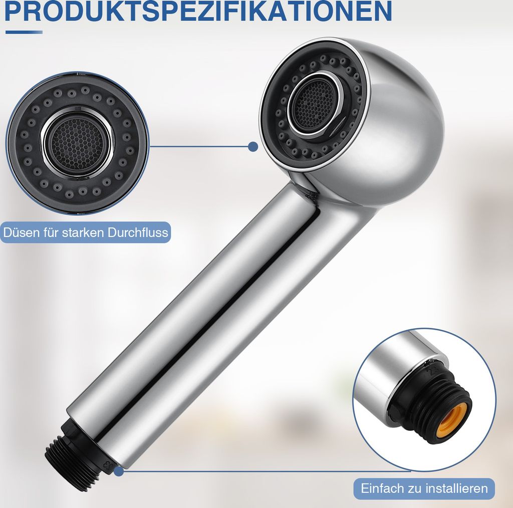KANANA Brausekopf Für Spültisch & Waschbecken | 2-Strahl Duschkopf Mit Strahlregler | 1/2 Zoll Außengewinde