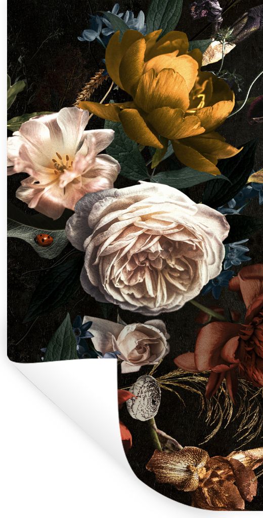 MuchoWow Wandtattoo Wandsticker Wandaufkleber Blumen - Natur - Muster 80x160 cm Selbstklebend und Repositionierbar - Sticker - Dekorfolie