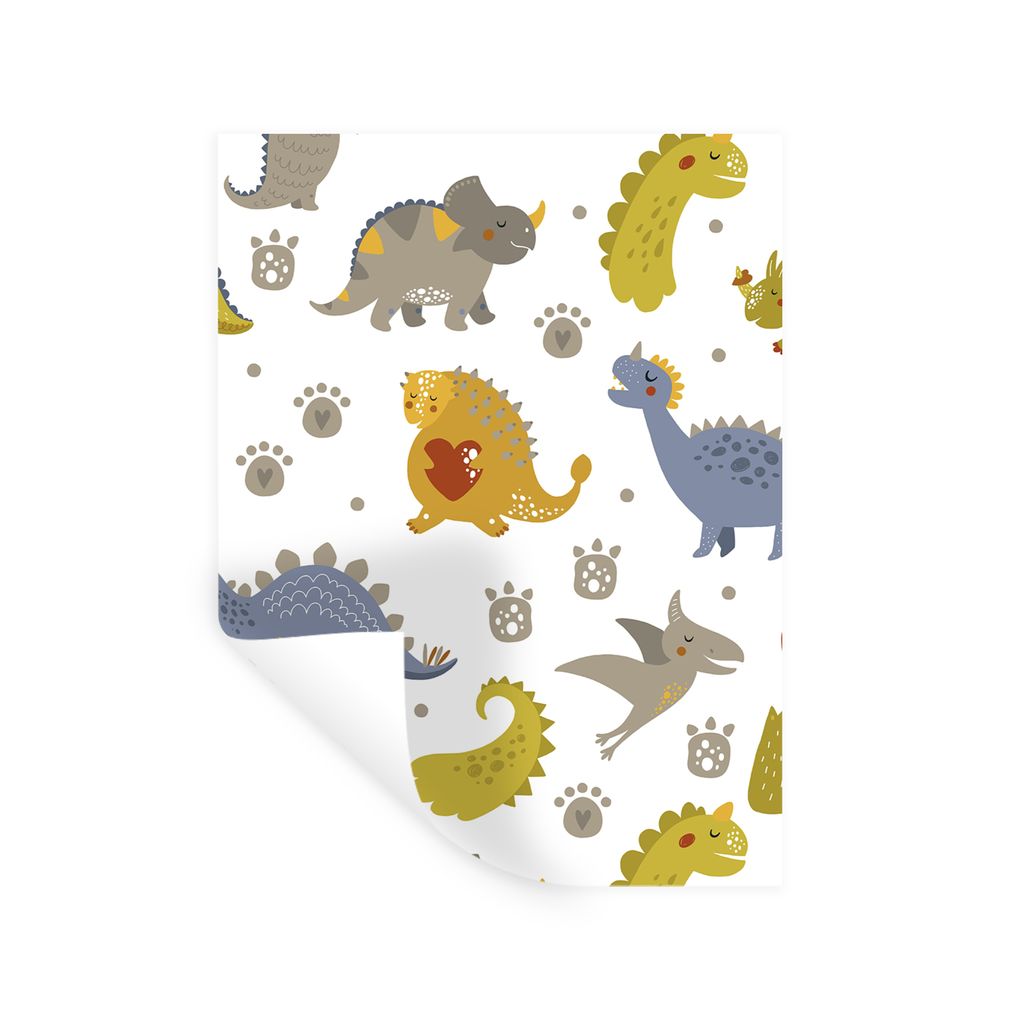 MuchoWow Wandtattoo Wandsticker Wandaufkleber Dinosaurier - Kinder - Design - Jungen - Mädchen - Kinder 90x120 cm Selbstklebend und Repositionie...