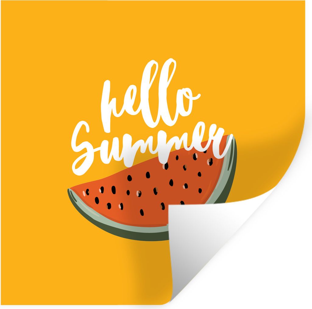 MuchoWow Wandtattoo Wandsticker Wandaufkleber Sommer - Wassermelone - Gelb 30x30 cm Selbstklebend und Repositionierbar - Repositionierbar - Wasse...