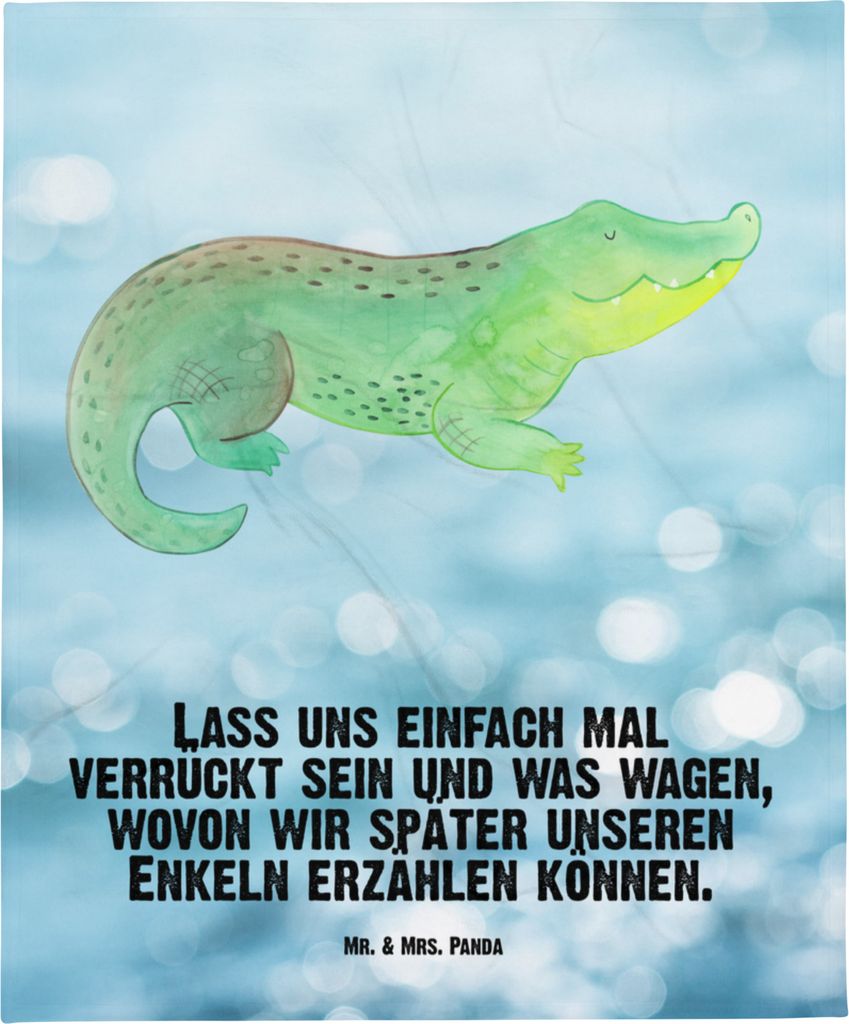 Mr. & Mrs. Panda Schlummerdecke Krokodil - Oceanblue - Geschenk, Meer, Lieblingsmensch, Freundin, Babydecke, Krokodile, Fleecedecke, Erstlingsdecke...