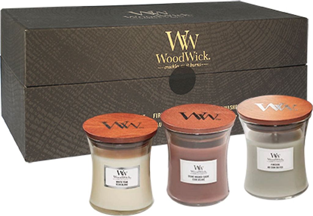 WoodWick Dárkový set 3ks svíček 85g Fireside,White Obrázek produktu 