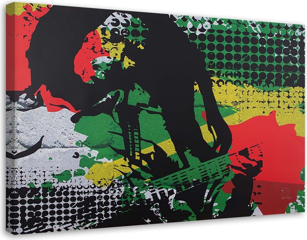 Leinwandbild bob marley - reggae-legende 100x70 cm Feeby farbe wandbild bereit zum aufhängen