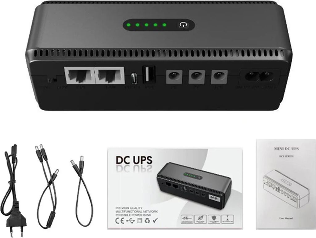 5V 9V 12V DC-USV – Unterbrechungsfreie Stromversorgung für Router, Kamera, Netzwerk, Handy, Zugangskontrolle, Backup, Gleichstrom (UPS)