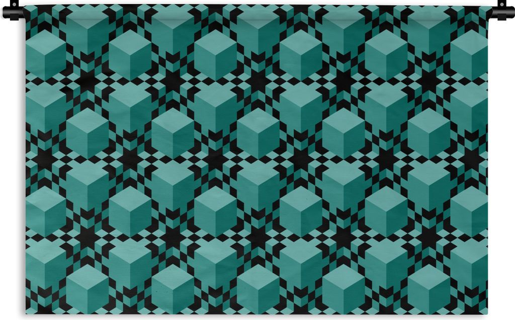 MuchoWow Wandteppich Wandbehang 3D - Blöcke - Muster 150x100 cm Tapisserie Dekoration Wandtuch - Waschbar - Tapisserien - Wand-Decke