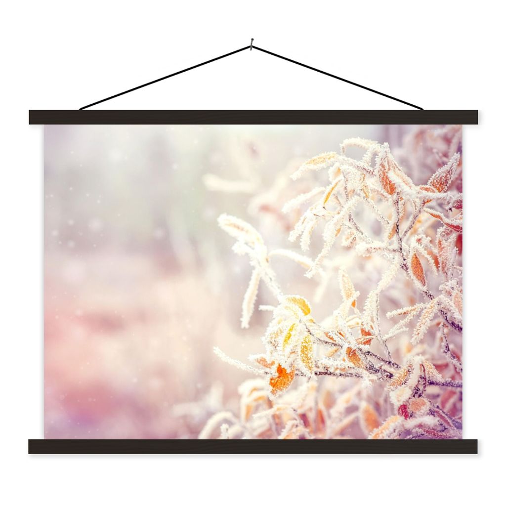 MuchoWow Textilposter Winter - Äste - Schnee - Natur 40x30 cm mit schwarzem Rahmen - Dekorationen