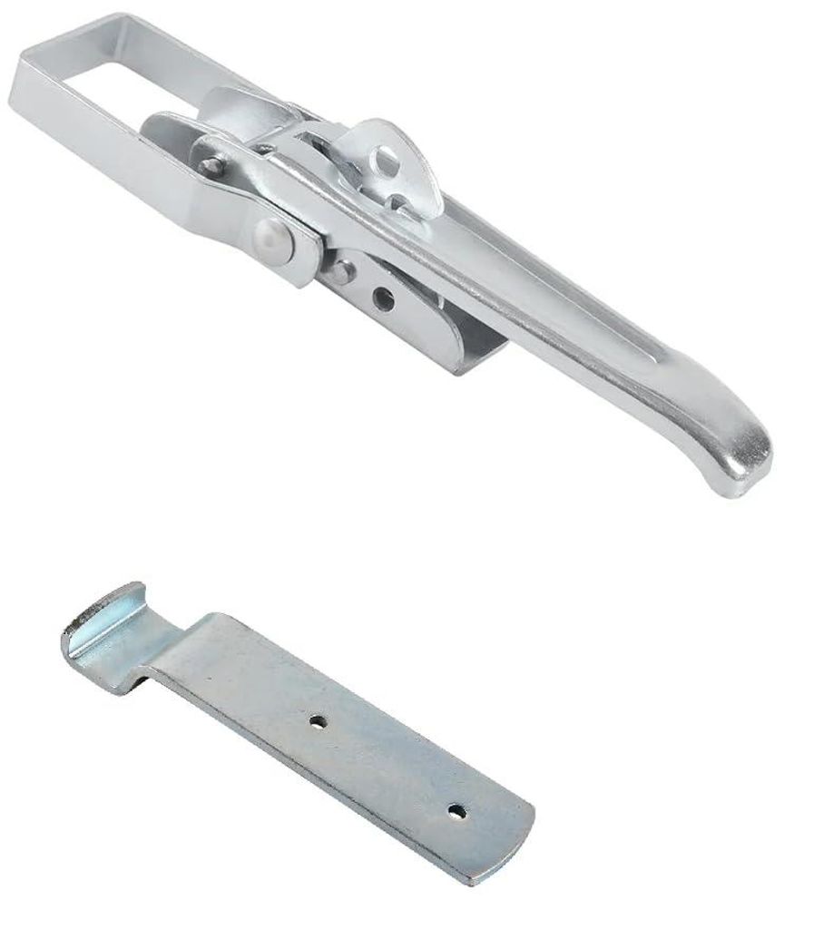 Exzenterschloss, Spannschloss, verzinkt, 210 mm – Seitenwand- und Schrankschloss, Hebelspanner, 1–4 Stück, silber