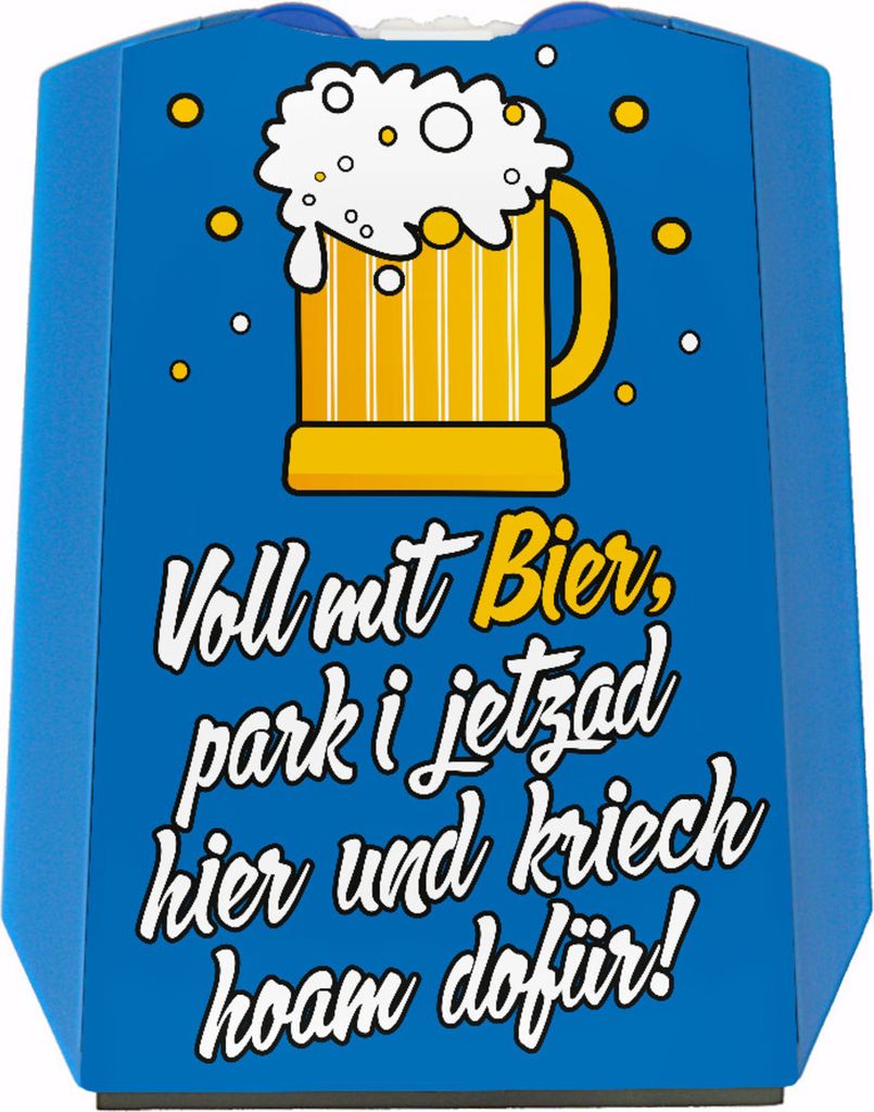 Bayrischer Spruch über Bier Parkscheibe in blau