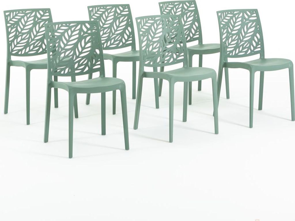 6er-Set stapelbare Stühle aus Polypropylen mit Glasfasern für Außenbereich und Garten, Bar und Restaurant, Küche modernes Design - DAFNE - Salb...