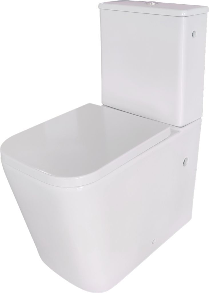 Stand-WC Kombination Aliki Square spülrandlos, inkl. WC-Sitz und Spülkasten mit waagerechtem Abgang