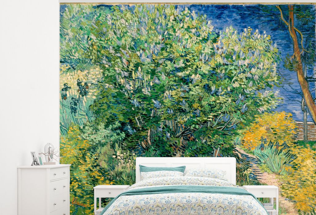 MuchoWow Fototapete für Wohnzimmer oder Schlafzimmer Wandtapete Vinyl Motivtapete Die Büsche bei Arles - Vincent van Gogh - 275x220 cm - Gemustert