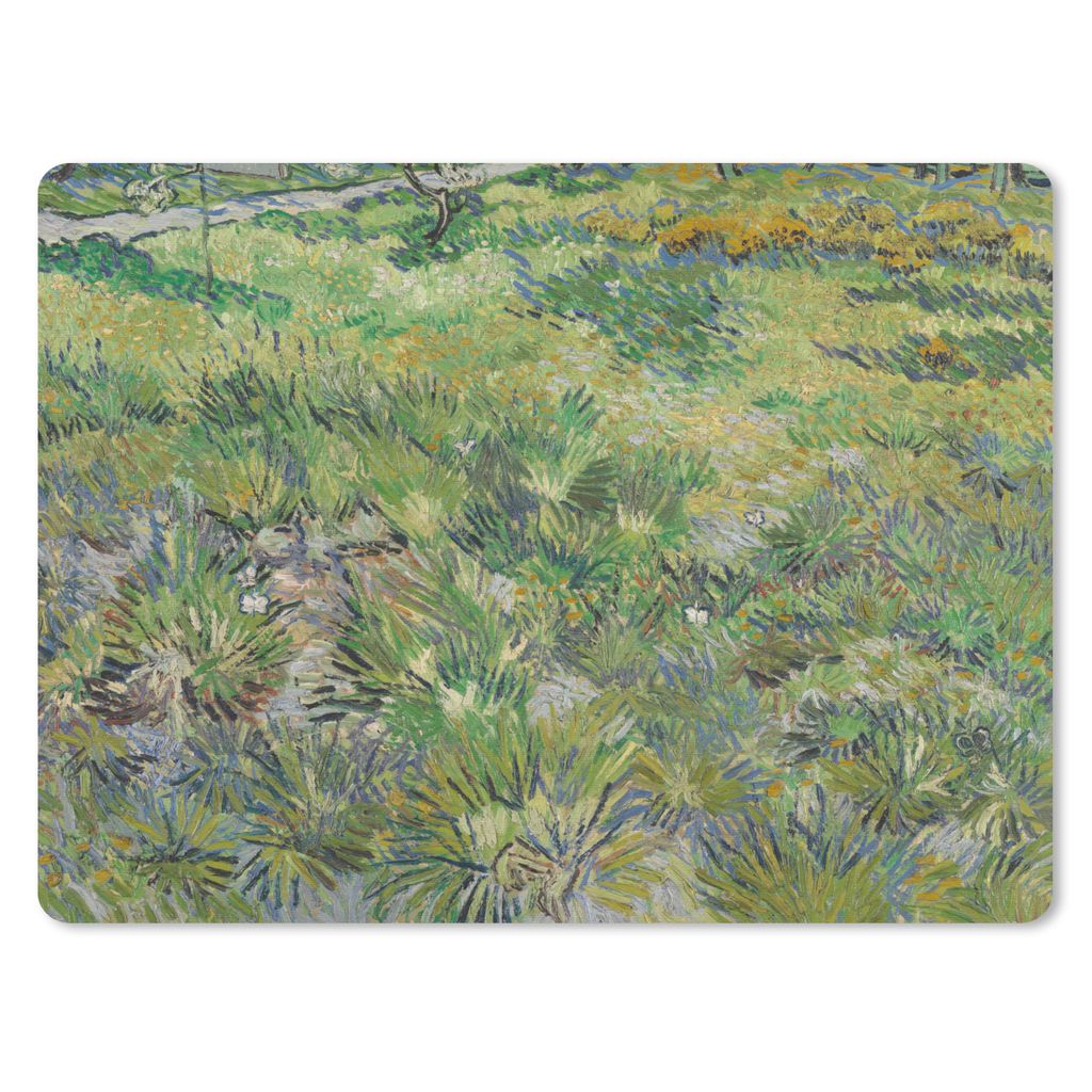 MuchoWow Mauspad Mousepad Grasige Wiese mit Blumen und Schmetterlingen - Vincent van Gogh 40x30 cm - Mousepads - Maus Mat - Pad - Mausunterlage -...