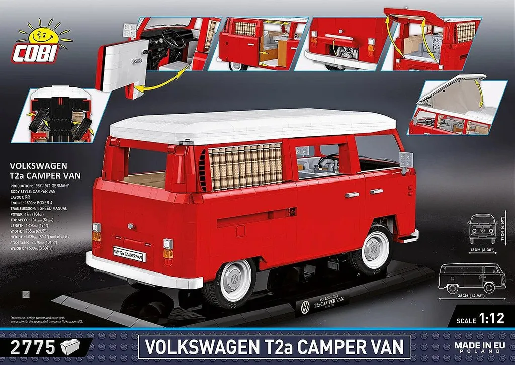 Combi VW Transporter T2A à assembler - Décoration vintage 2650 pièces - 10