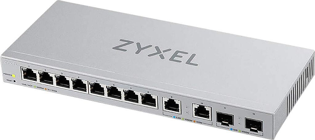 ZyXEL Switch smart managed Layer2 12 Port- 8x 1 GbE- 2x 2.5- SFP+- Desktop- - Switch - 12-Port