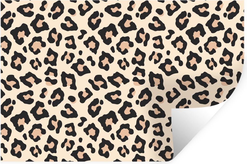 MuchoWow Wandtattoo Wandsticker Wandaufkleber Tiermuster - Panther - Rosa - Weiß 90x60 cm Selbstklebend und Repositionierbar - Aufkleber