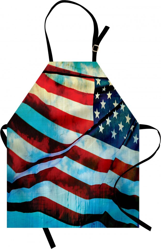 ABAKUHAUS Amerikanische Flagge Kochschürze, Amerikanische Flagge im Wind auf Fahnenmast Memorial Patriotismus Geschichte Bild drucken, Höhenverst...