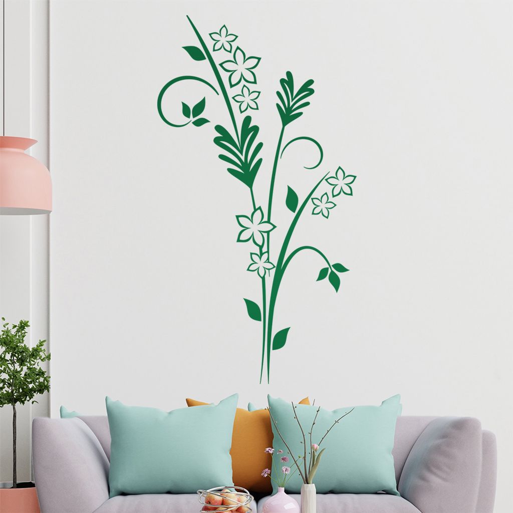Blumen - Sterne - Ornamente Wandtattoo in 6 Größen - Wandaufkleber Wall Sticker - Dekoration, Küche, Wohnzimmer, Schlafzimmer, Badezimmer