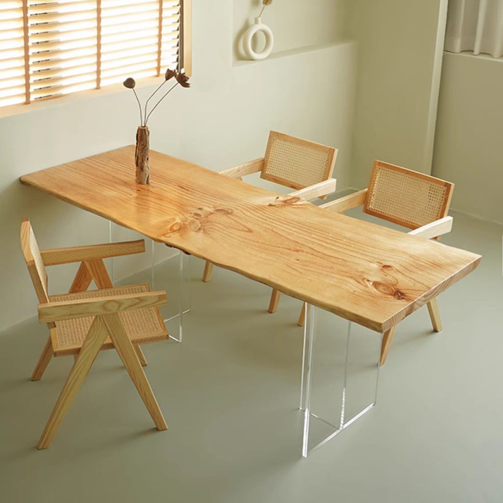 Massivholztisch mit Acrylglasbeinen, modernes Design, stabil & pflegeleicht, für Wohnzimmer, Esszimmer und Büro QB 180*80*75cm