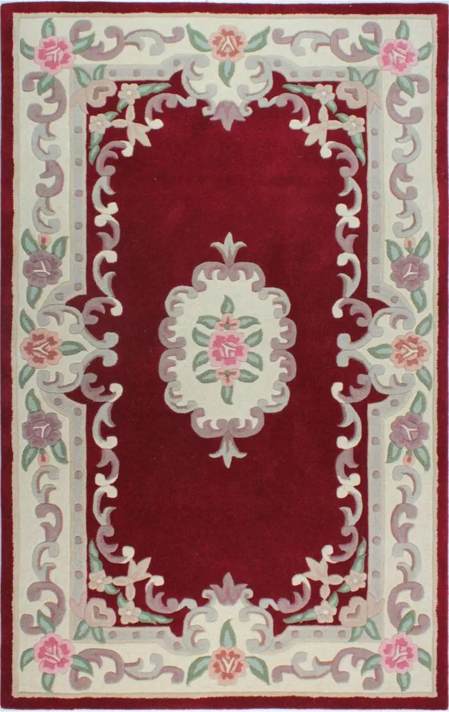 Tapis de salon rouge 120x180 cm collection Lotus fait main haut de gamme