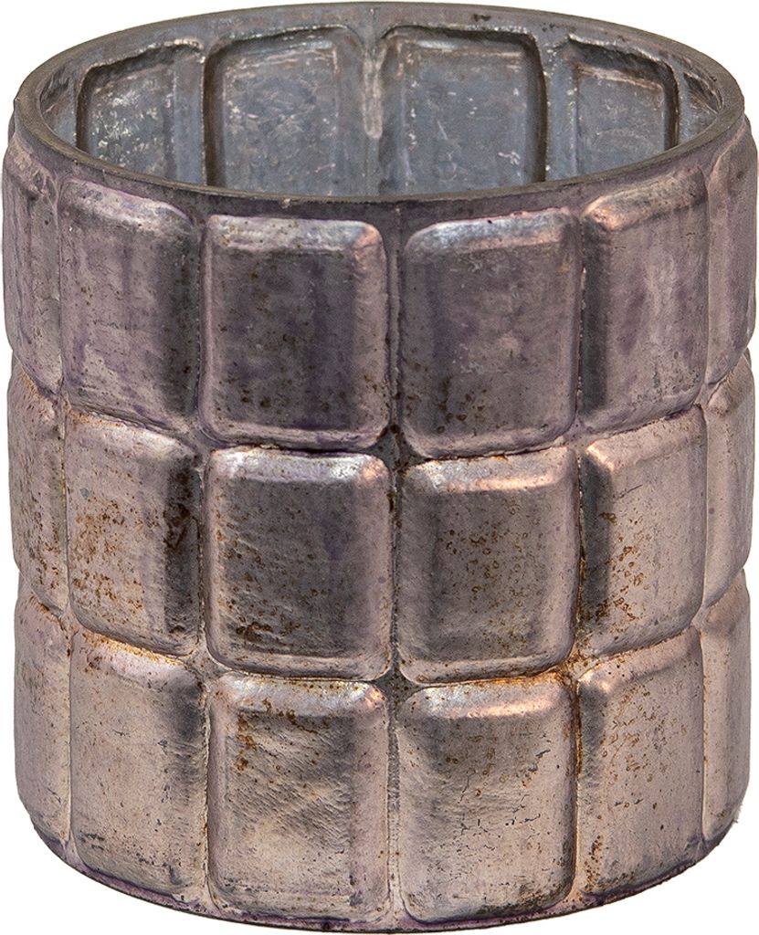 Clayre & Eef Teelichthalter Ø 10x10 cm Silberfarbig Glas