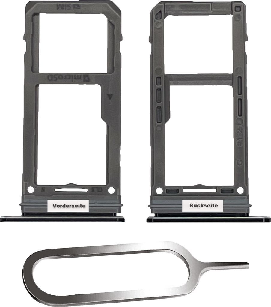 Samsung Galaxy Note 8 N950F Sim Karten Halter Tray Adapter Fach Stecker Slot + Nadel Single Midnight Black Schwarz
