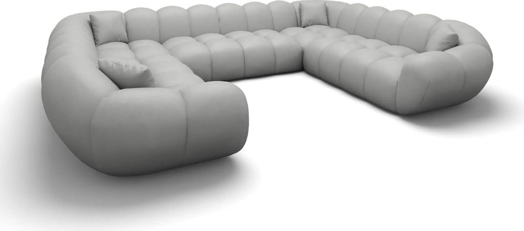 Kunstleder U-Form XXL Panorama Sofa Liva Hellgrau