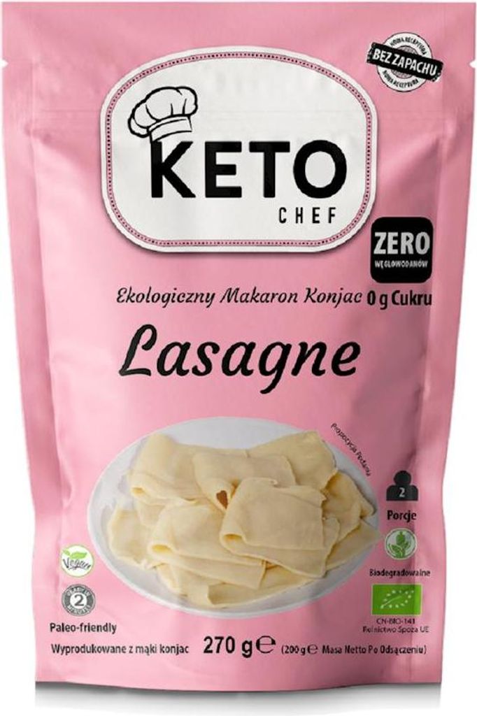 MAKARON (KONJAC) LASAGNE BEZGLUTENOWY BIO 270 g (200 g) - KETO CHEF