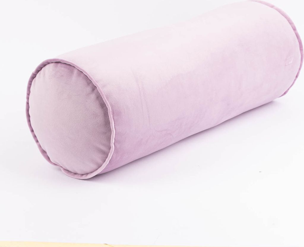 Nackenrolle aus Samt mit Keder und Reißverschluss flieder 20x55cm