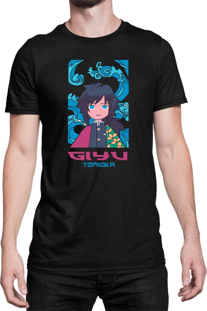 Herren T-Shirt Japan Anime Manga Demon Anime Slayer Giyu Tomioka Hashira, Man XL / Schwarz