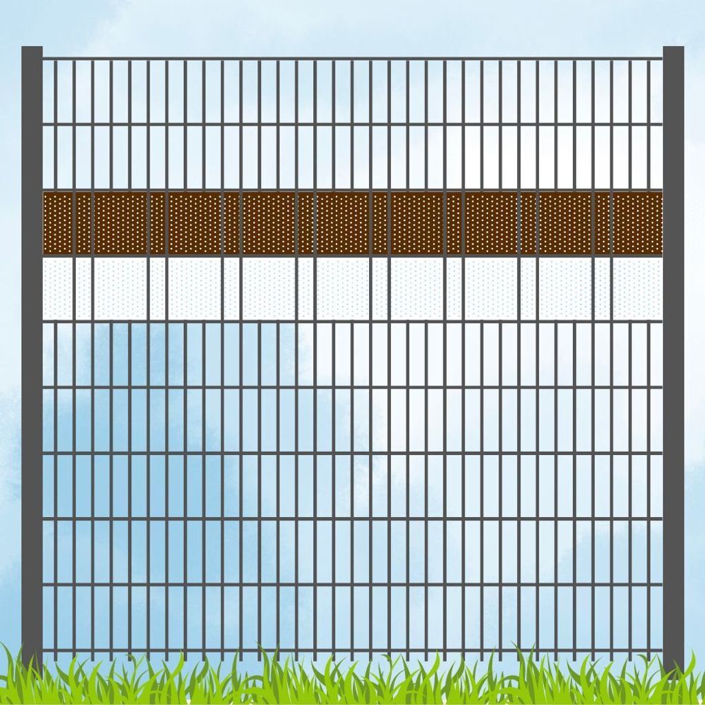 Sichtschutzstreifen in Vereinsfarben - Set BRAUN-WEISS Volle Streifenbreite GELOCHT