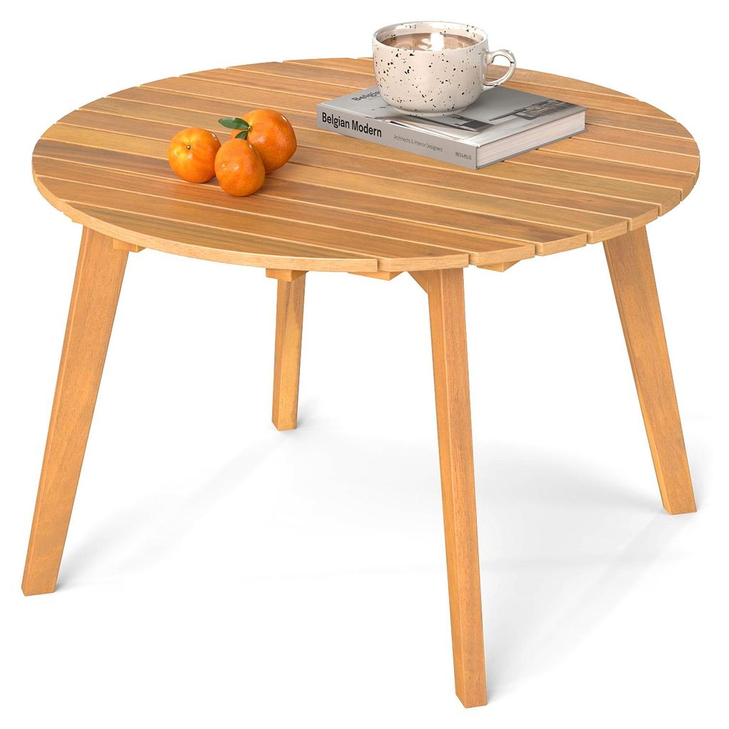 COSTWAY Beistelltisch Holz, runder Gartentisch, Holztisch aus Akazienholz, Balkontisch, Kaffeetisch für Garten, Balkon, Terrasse, 62 x 62 x 40 cm