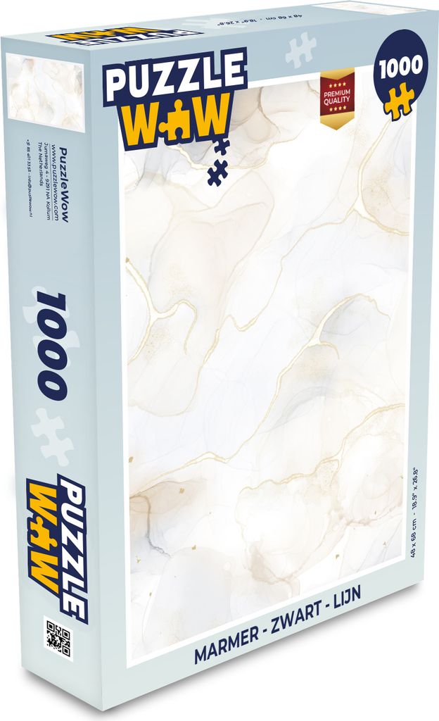 MuchoWow Puzzle 1000 Teile Marmor - Schwarz - Linie - Spielzeug - Alt und Jung - Spiele - Puzzeln