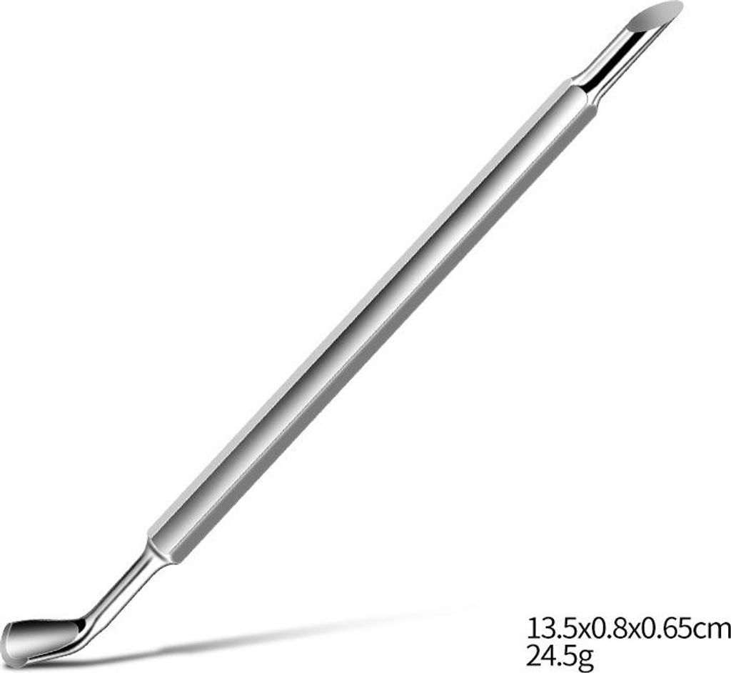 INF Spiegelglanz Sechseckiger Doppelkopf Nagelhautschieber aus Edelstahl 14cm für Maniküre und Pediküre